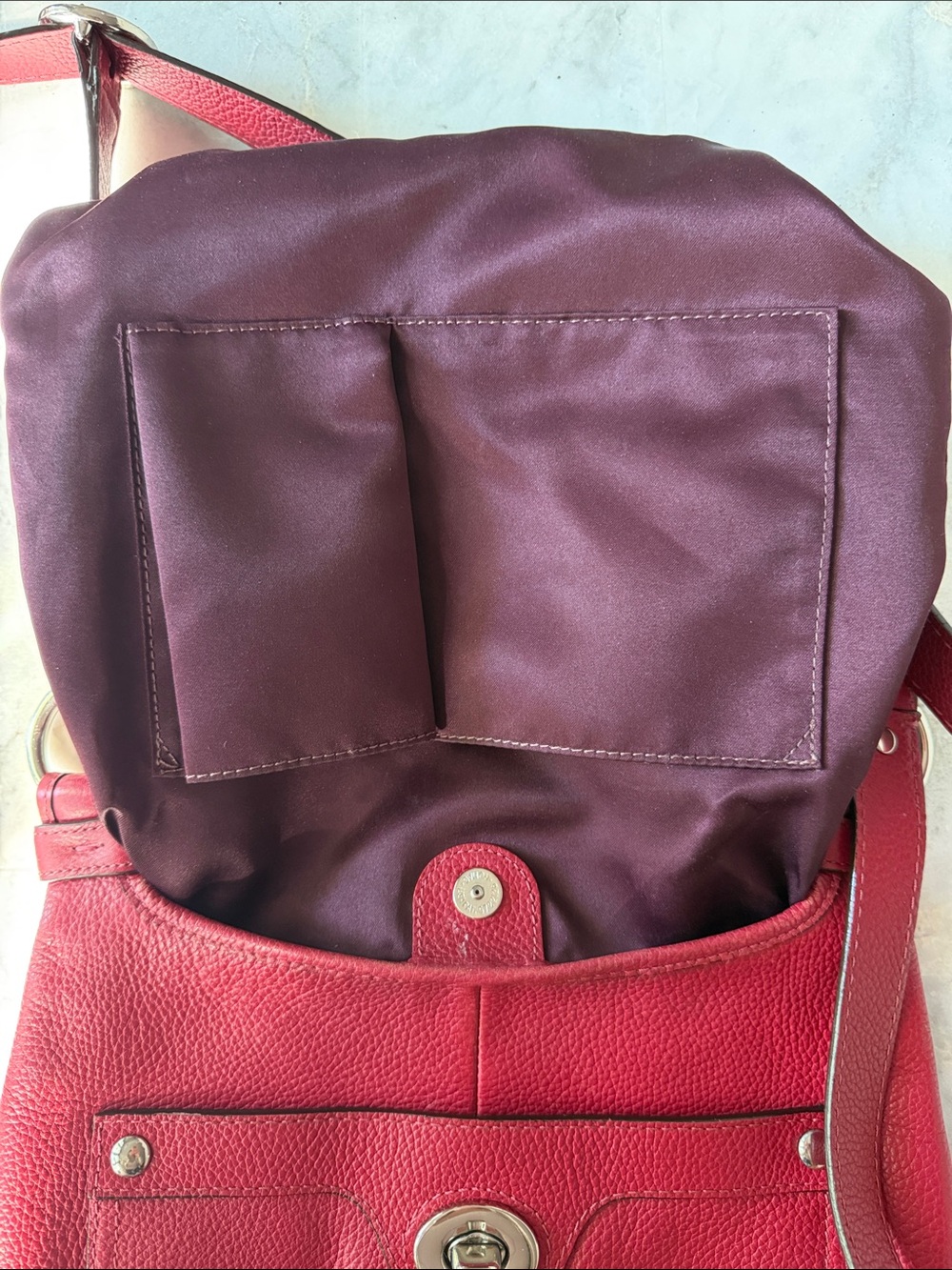 Coach Red Burgundy Leather Crossbody Bag - Picture 12 of 16